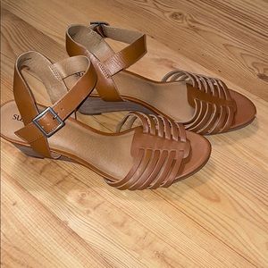 Susina Terra Wedge Sandal Brown Leather